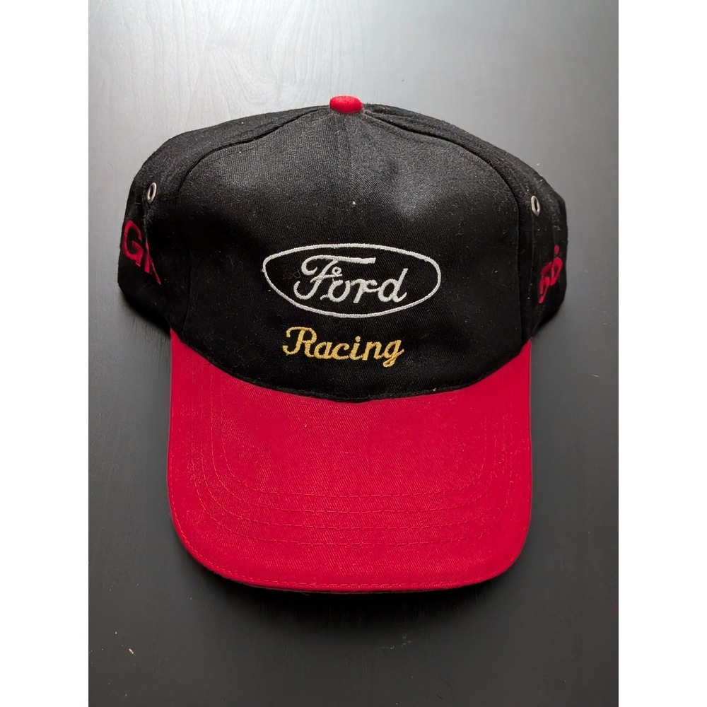 Vintage Ford Racing Hat Strapback #56 RGR Black Red Headshotz‎